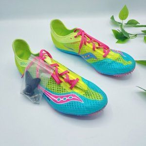 SAUCONY Endorphin Blue Yellow Spikes‎ 10.5M NEW